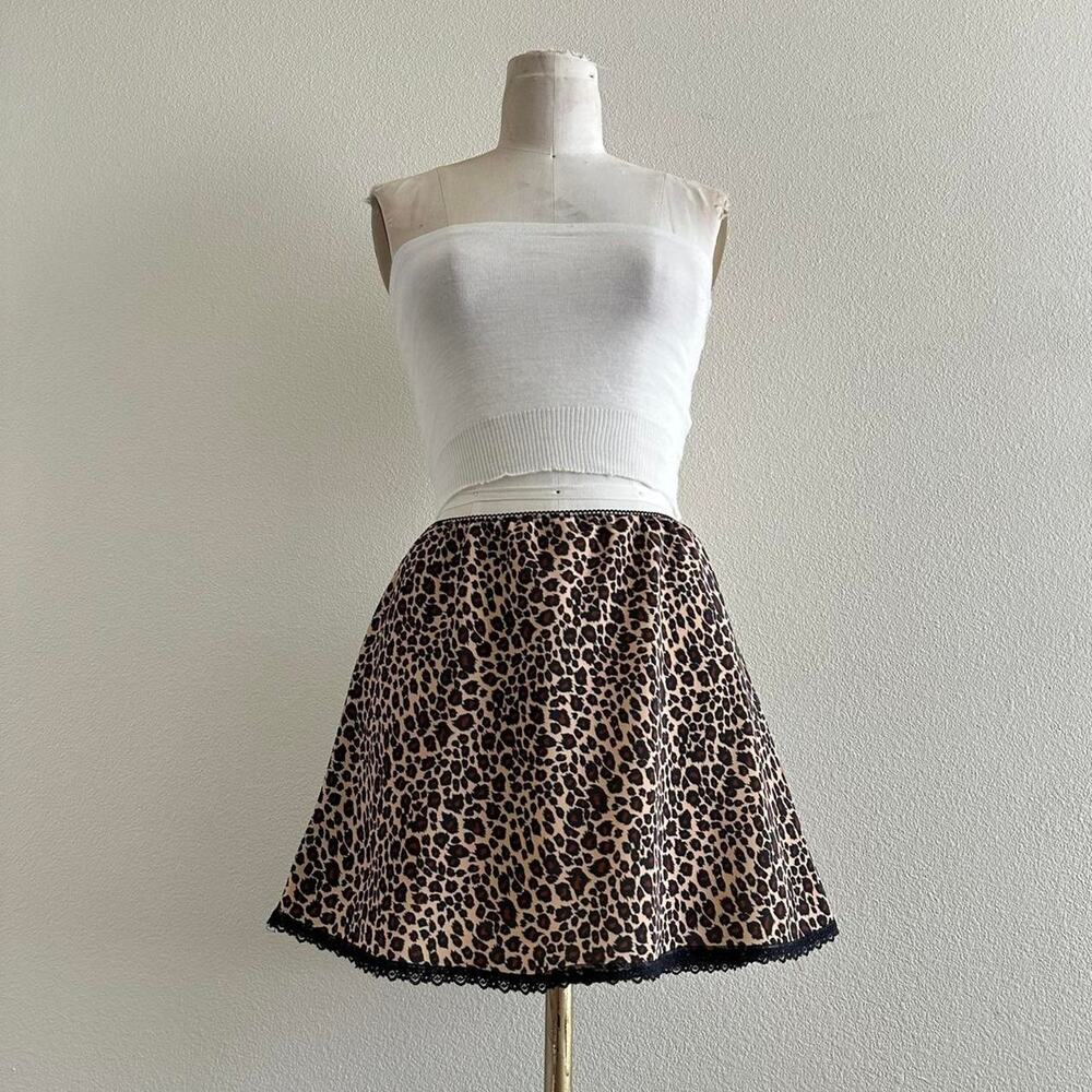 handmade brown black leopard mini skirt